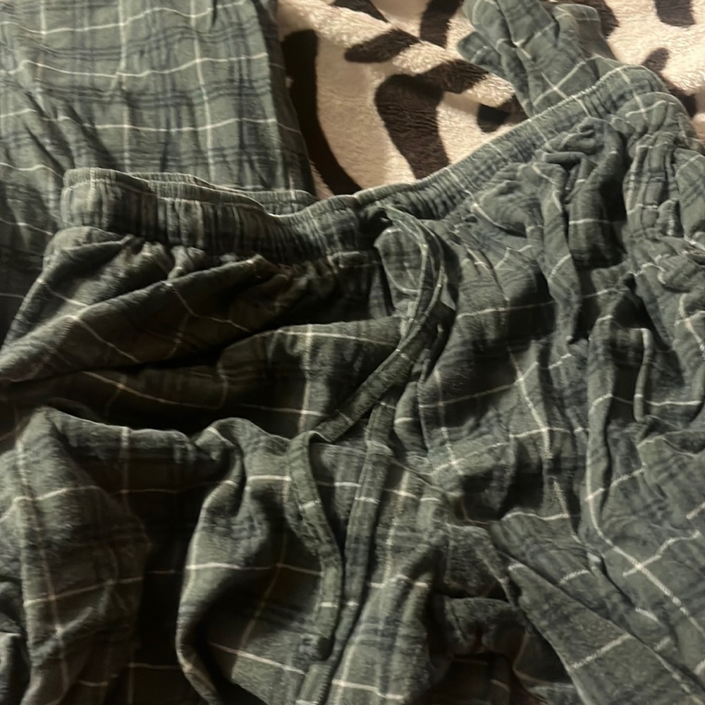 green plaid pj pants